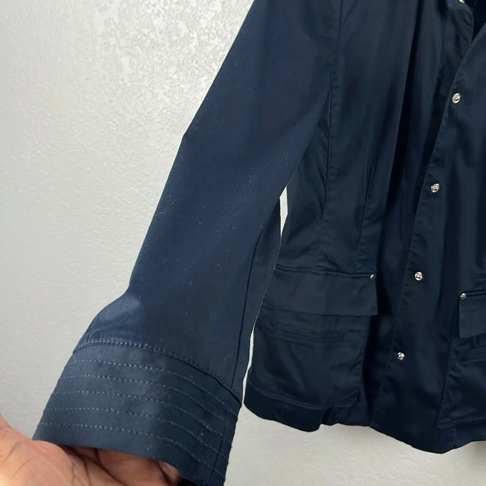 LIZ CLAIBORNE Women’s Sz S‎ Navy Blue Snap Button Jacket Coat Career Office